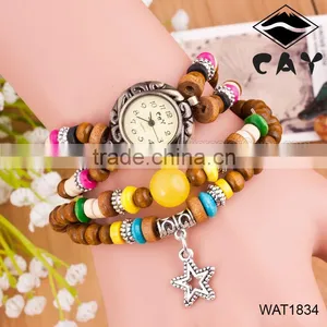 Custom Buddha Wood Beads Moon Bracelet Wristwatch thumbnail-4