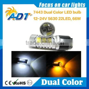Hot Sale 66W 1157(BAY15D), 3157, 7443 High Power Switchback Bulbs Dual Color Turn Signal Running Light Bulbs thumbnail-1