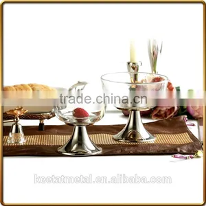 Silver or Nickel Plated Base With Glass Fruit Bowl for Decoration and Wedding thumbnail-1