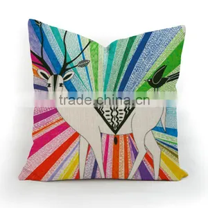 Best-selling Deer Printed Custom Plain Linen Cotton Pillow Cover thumbnail-6