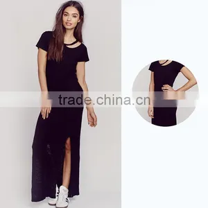 Women's Round Neck Short Sleeve Summer Maxi Dress thumbnail-2
