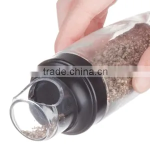 SINOGLASS 6 Pcs 90ml Measured Cap Glass Salt and Pepper Spice Jar Rack Set thumbnail-2