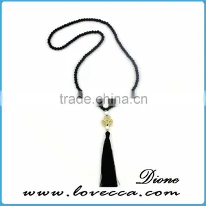 2016 Fashion Women Tassel Necklace Tiger Eye Beads Elegant Pendant Necklace With Tassel Pendant thumbnail-2