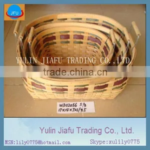 Mixed Colour Weaving Wooden Wood Chip Baskets With Handles thumbnail-1