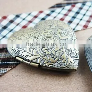 40mm Big Heart Shape Vintage Style Antique Bronze Brass Flower Photo Locket Pendant Charm DIY Supplies 1131010 thumbnail-3