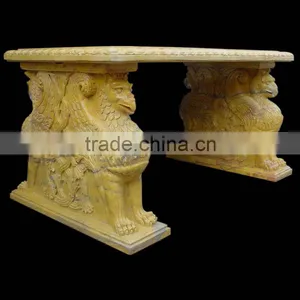 Natural Marble Top Coffee Table With Eagle Statues thumbnail-1