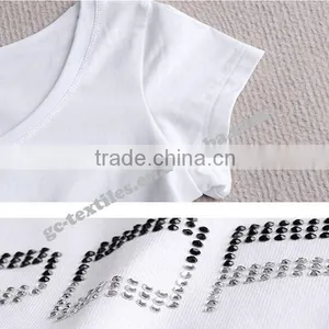 Girl's Hot Fix Rhinestone Slim Short Sleeve T-shirts for Promotion thumbnail-6