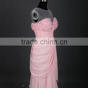 RSE677 Chiffon Design Peach Color Sexy Smart Evening Dresses Short thumbnail-2