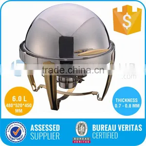 2017 New Model Commerical Stainless Steel Cover Brass Feet Indian Brass Chafing Dish thumbnail-1