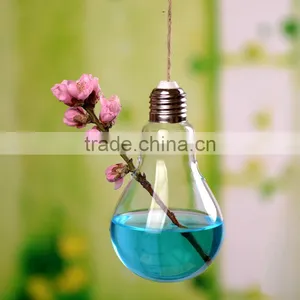 Creative Indoor Decoration Bulb Shaped Hanging Clear Glass Vase thumbnail-2
