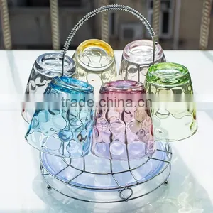 Colored Glass Mug Bead Point Drinking Glass Round Drinking Glass Mug thumbnail-6