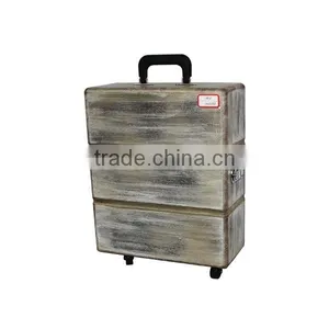 Distressed Wooden Storage Box With Wheels Wooden Storage Case Wholesale thumbnail-1
