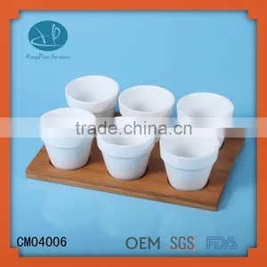 Espresso Mug Set/ Wooden Coffee Tray for 6 Person,cup Dish Ceramic,ceramic Tea Cups no Handle thumbnail-1