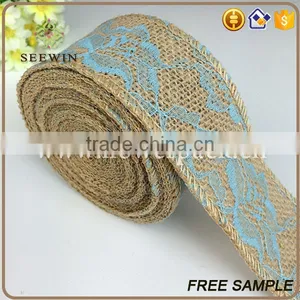 Royal Blue Chevron Burlap Ribbon for Wrapping thumbnail-3