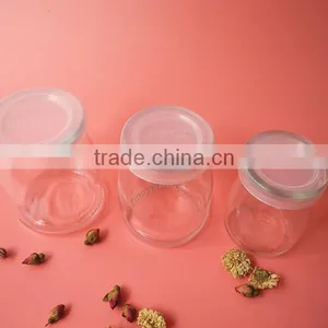 Top Grade Cute Glass Pudding Jar With White Plastic Lid thumbnail-2