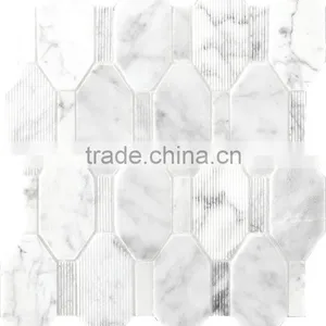 MM-CV325 Hot Sale Indoor Design Natural Stone Long Octagonal Marble Mosaics thumbnail-1