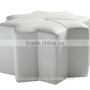 JR-02 Modern Contemporary White Color Genuine Leather Crystal Tufted Leisure Neoclassic Stools Ottoman Chair thumbnail-1
