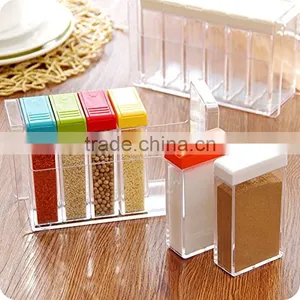 Food Grade 6 Pics Plastic Spice Jar Shaker Seasoning Bottle , Condiment Holder/ Container thumbnail-6