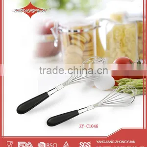 10" Rotating Stainless Steel Manual Wire Egg Beater Kitchen Whisk thumbnail-1