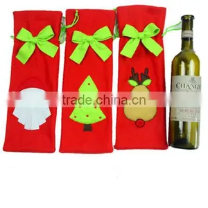 2016 New Cheap Christmas Decorations Red Santa Tree Wine Bottle Cover Bags Dinner Party Gift thumbnail-2