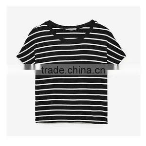 OEM Women Fashion Short Sleeve Blank Crop Tops Wholesale Cheap Blouses Custom Made in China thumbnail-1