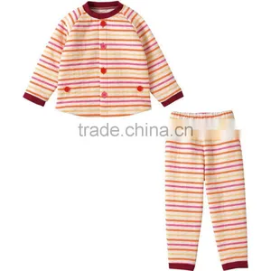 2017 Hot Sale Children Clothing New Design Wholesale Long Sleeve Cotton Pajamas the Striped Cheap Pajamas for Kids thumbnail-1