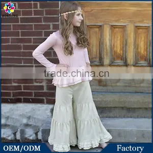 Gold Shimmer Knit Wide Leg Ruffle Pant Girls Winter Boutique Cotton Giggle Moon Remake Outfits thumbnail-1