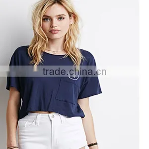 2015 Fashion Women Soft Wear Short Sleeves Pure Color Round Neck 100%cotton Tee thumbnail-1