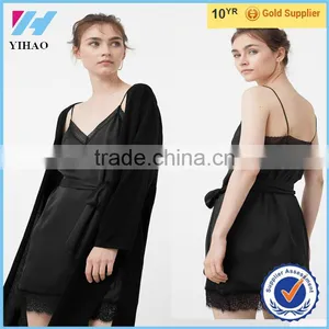 Dongguan Yihao 2016 China Manufacturers Hot-sale Custom New Suede Lace Trim Silk Satin Dress Styles Girls Dress thumbnail-1