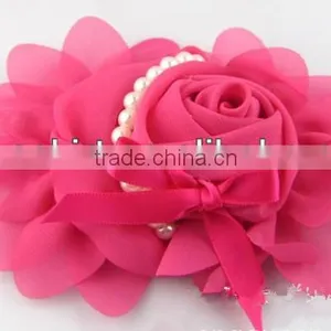 Newest 2014 Roses Pearl Headbands Baby Children Flowers Hair Accessories Girls Tire 13 Color Hair Band Headwrap Hair Ribbon thumbnail-3
