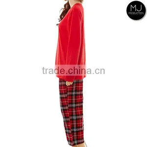 Factory Small Minimum Plaid Pattern Christmas Pajamas Women Wholesale thumbnail-2