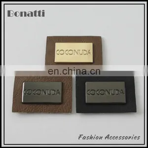 Debossed Small Size Metal Leather Label for Jeans and Bags thumbnail-1