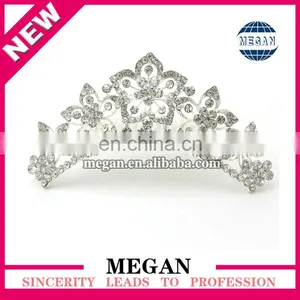 Women Wedding Crystal Flower Tiara Rhinestone Handmade Hair Crown thumbnail-1