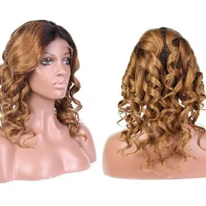 150 Density 14inch 1b 30 Ombre Brazilian Cuticle Aligned Loose Deep Wave Lace Front Wig Virgin Hair thumbnail-1