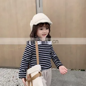 4097/Hot Selling Various Color Warm Stripe Kids Undershirt Wholesale Autumn Winter Girls Top thumbnail-5
