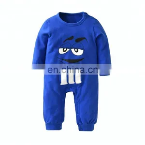 2018 New Fashion Baby Boys Girls Clothes Newborn Blue & Red Printing Jumpsuit Infant Clothing Set thumbnail-1
