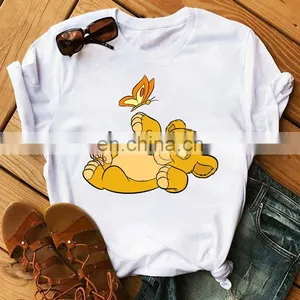 New Cute Lion King Lady T-shirt Cartoon Printing Harajuku Female T-shirt Loose Short Sleeve Top thumbnail-2