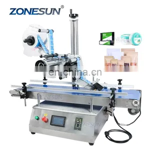 ZONESUN ZS-TB150PB Scratch Card Flat Surface Bottle Pouch Automatic Labeling Sticking Machine For Cosmetics thumbnail-1