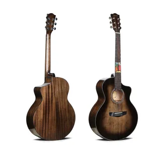 Solid Acoustic Guitar New Designed High Quality Fretboard Inlay Guitar 40 Inch Factory Wholesale OEM Quality Guitar thumbnail-1