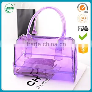 2015 New Fancy Promotional Pvc Clear Handle Bag With Zipper thumbnail-1