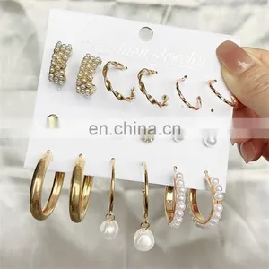 Earrings Suit 6 Pieces Of Pearl Drip Oil Christmas Element Tassel Combination Christmas Big Chandelier Earrings thumbnail-2