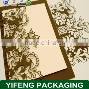 2015 Hot Sale Chinese Traditional Hollow Deep Red Wedding Invitation Cards Embossed English Words mr and Mrs thumbnail-3