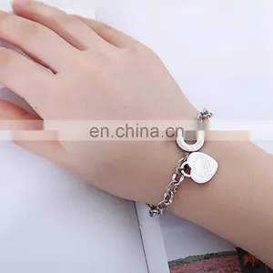 Romantic Creative Chinese Factory, Custom Heart Pendant Rose Gold Plated Chain Bracelet Women Jewelry For Party/ thumbnail-5