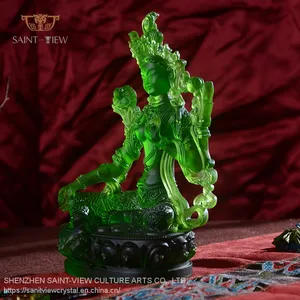 Factory Wholesale Liuli Jade Buddha Statue Green Tara Five Size thumbnail-5