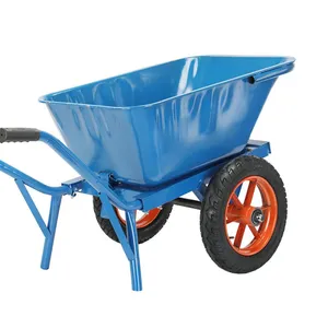 Construction Cement Dump Truck Cart Handling Unicycle Manual Double Wheel Handcart thumbnail-1