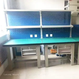 ESD Workbench | Anti-Static Electronic Assembly Line Workstation With LED Light / HN-ESD02 / Green Mat Tech Bench for PCB Repair thumbnail-2