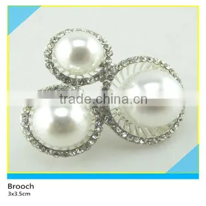 Pearl Gold Metal Brooch Bamquet Dress Decoration Fancy Pearl Brooch 4.5x5.5cm thumbnail-6