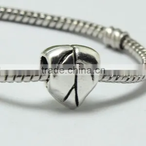 Wholesale Pdora Jewelry Accessories Leaf Shape Large Hole Metal Beads, Zinc Alloy Bracelets and Necklace Slide Beads thumbnail-5