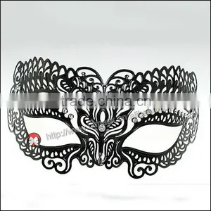 Fast Delivery Small Wholesale Venetian Party Mask, Filigree Metal Party Mask Black Masquerade Metal Party Mask thumbnail-1