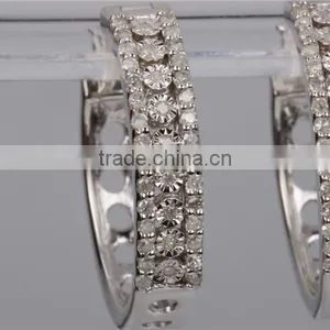 Fashion 925 Sterling Silver Pave Setting Zircon Hoop Earrings Wholesale thumbnail-3